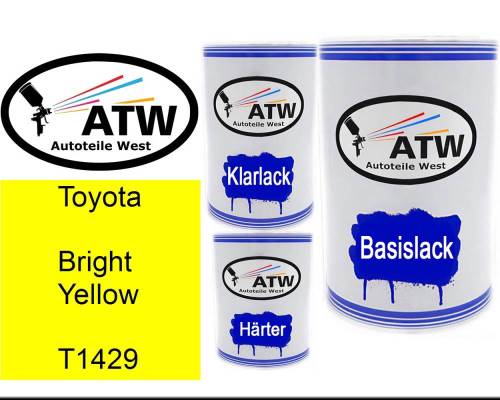 Toyota, Bright Yellow, T1429: 500ml Lackdose + 500ml Klarlack + 250ml Härter - Set, von ATW Autoteile West.